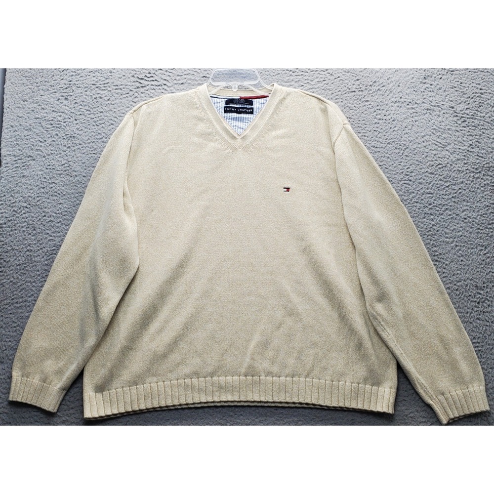Tommy Hilfiger Sweater‎ Mens 2XL Multi Knit Raglan Sleeve V-Neck Ribbed Cuff/Hem